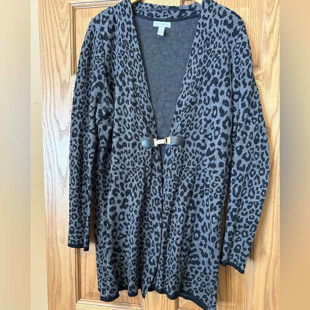 Charter Club Cardigan - Back & Gray -  Cotton - Large